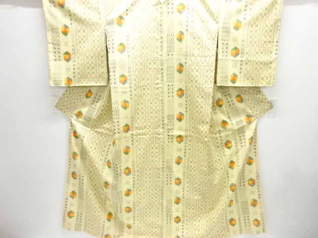 JAPANESE KIMONO / TOKAMACHI TSUMUGI / UNUSED / WOVEN GEOMETRIC